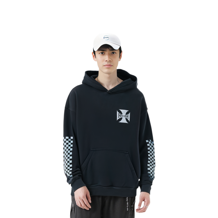 Sizing RHUDE 字母格纹男士连帽卫衣 黑色 RHFW21HO01012372