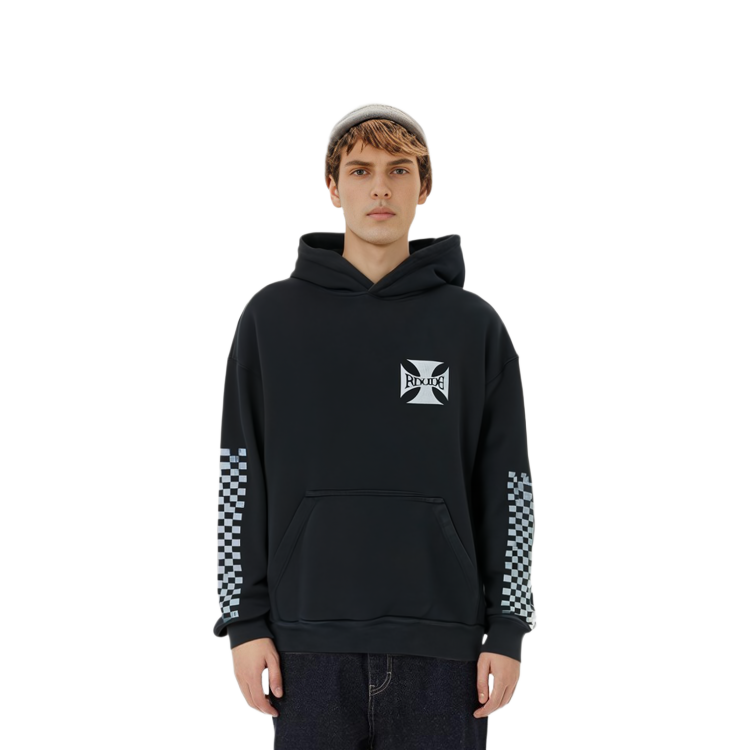 Cheap RHUDE 字母格纹男士连帽卫衣 黑色 RHFW21HO01012372