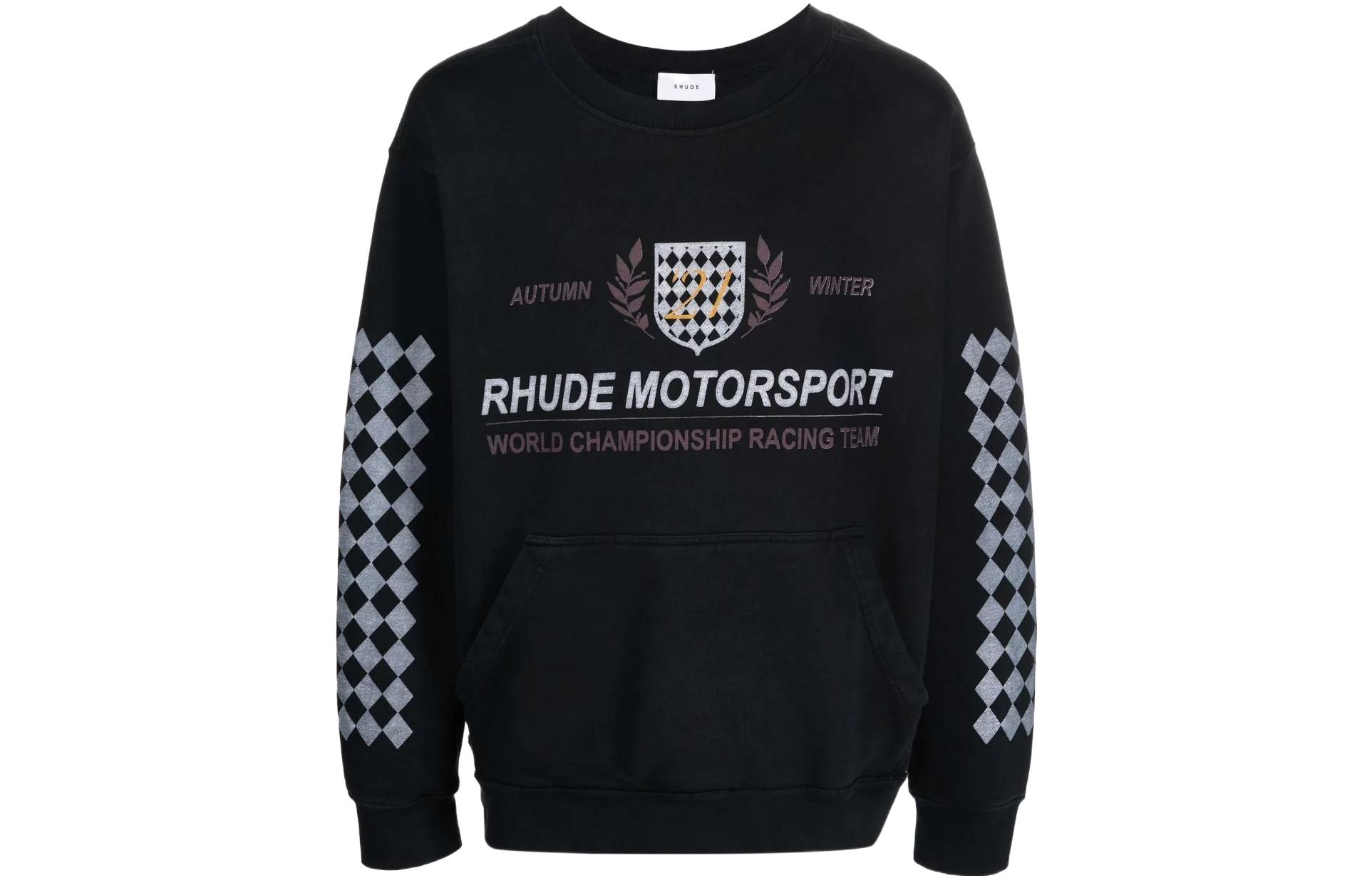 Rhude Letter Logo Crewneck Sweatshirt Black RHFW21TT12012372