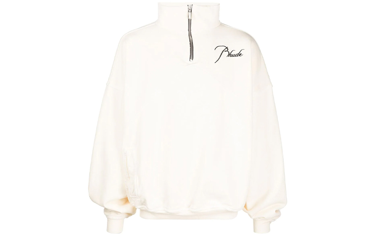 Rhude Letter Logo Half-Zip Sweatshirt Men’s Off-White RHPS21SW000000060349