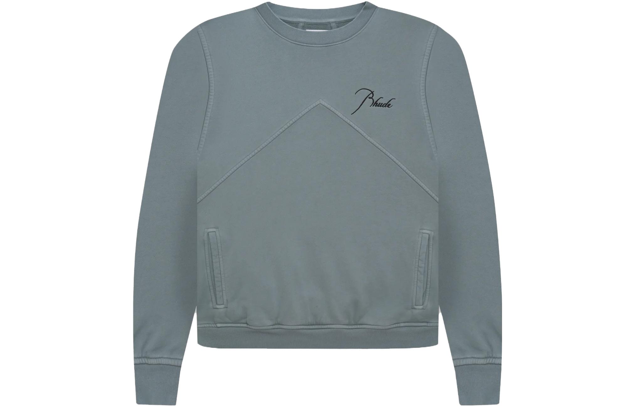 Rhude Letter Print Crewneck Long Sleeve Sweatshirt Men’s Grey RHSS23T018826120