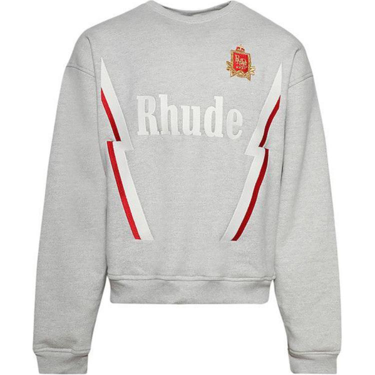 Rhude Logo Crewneck Pullover Sweatshirt Men’s Light Grey FW24ST03012-C906