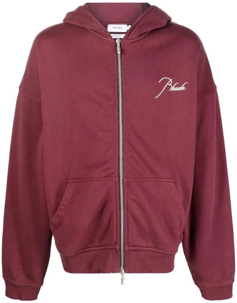 rhude-logo-embroidered-burgundy-zip-up-hoodie-men-s-long-sleeve-pullover-rhpf-22-ho-06012800-rosso