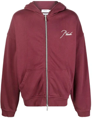 Rhude 男士绣标酒红拉链连帽长袖卫衣 RHPF22HO06012800ROSSO Buy Rhude 男士绣标酒红拉链连帽长袖卫衣 RHPF22HO06012800ROSSO