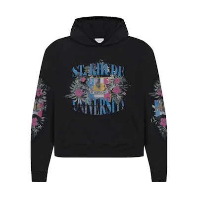 Rhude Logo Print Black Hoodie RHPS23HO08826372