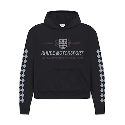 Rhude Logo Printed Black Pullover Hoodie with Long Sleeves RUHD21F12372