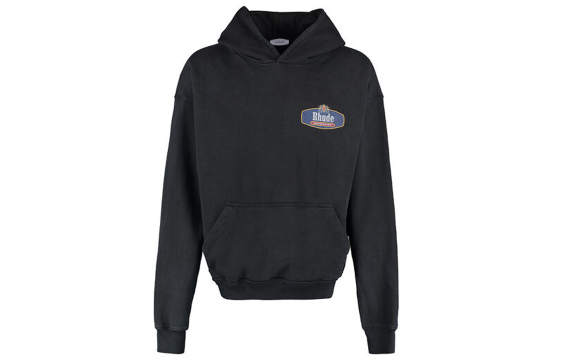 Rhude Logo Printed Pullover Hoodie Black RHFW21HO060123720372