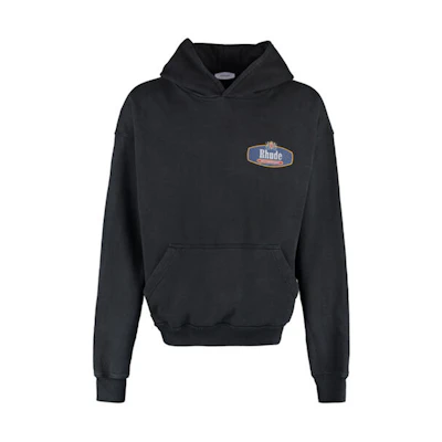 Rhude Logo Printed Pullover Hoodie Black RHFW21HO060123720372