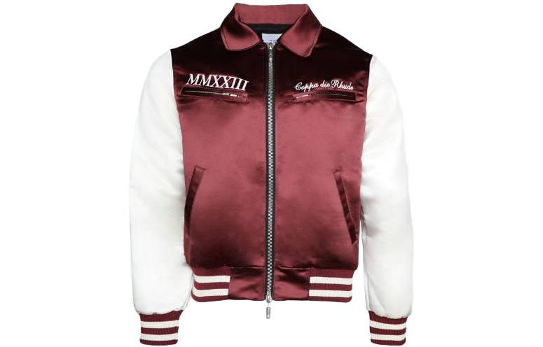 Rhude Men’s Colorblock Zip-Up Jacket with Letter Print - Red RHFW23JA69511872