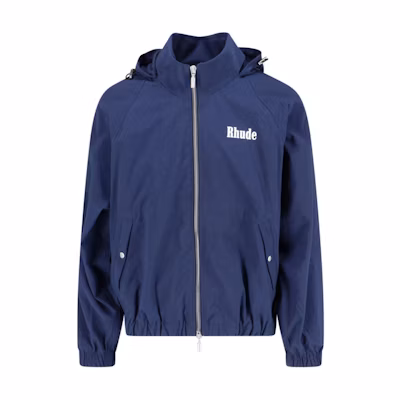 Rhude Navy Blue Full-Zip Hoodie Jacket with Solid Print Design RHPS24JA110053020302