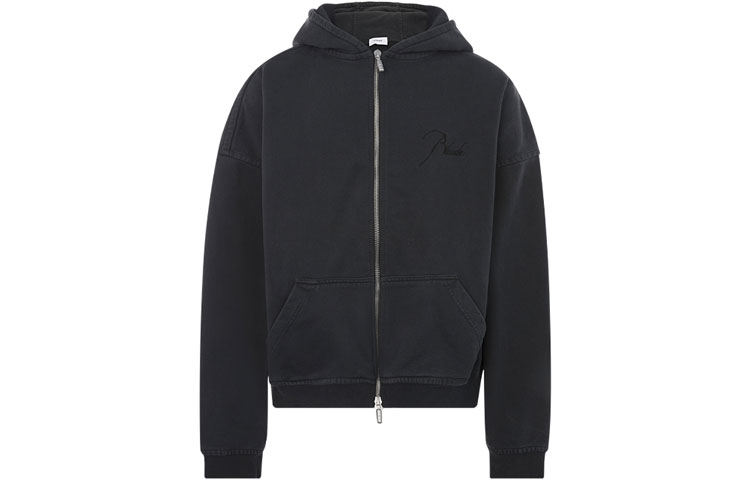 Rhude Plain Embroidered Zip Jacket Black RHU08PF20036