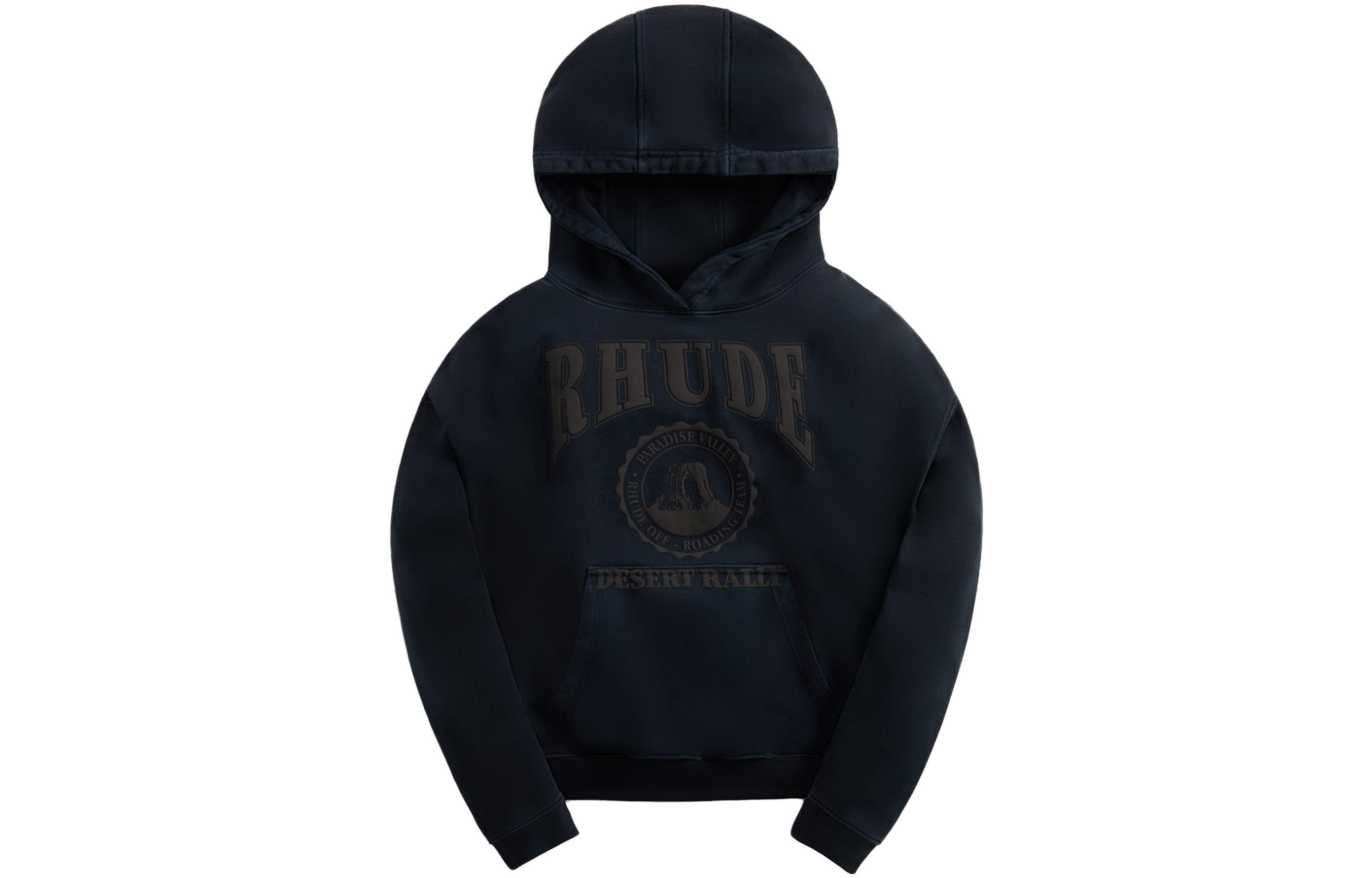 Rhude RH UDE Letter Graphic Hoodie Black Long Sleeve RHPF23HO03012372-BLK