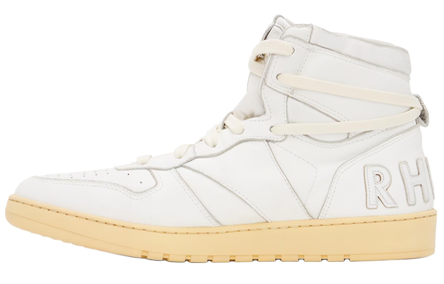 RHUDE Rhecess Hi White High-Top Casual Sneakers for Men RHSS21FO-00000029