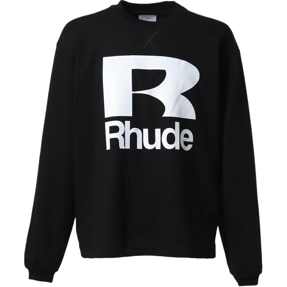 Rhude RHODE Black Crewneck Long Sleeve Sweatshirt with Letter Print RHSS24TT21012610-VTGBLK