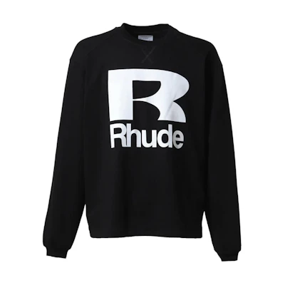Rhude RHODE Black Crewneck Long Sleeve Sweatshirt with Letter Print RHSS24TT21012610-VTGBLK