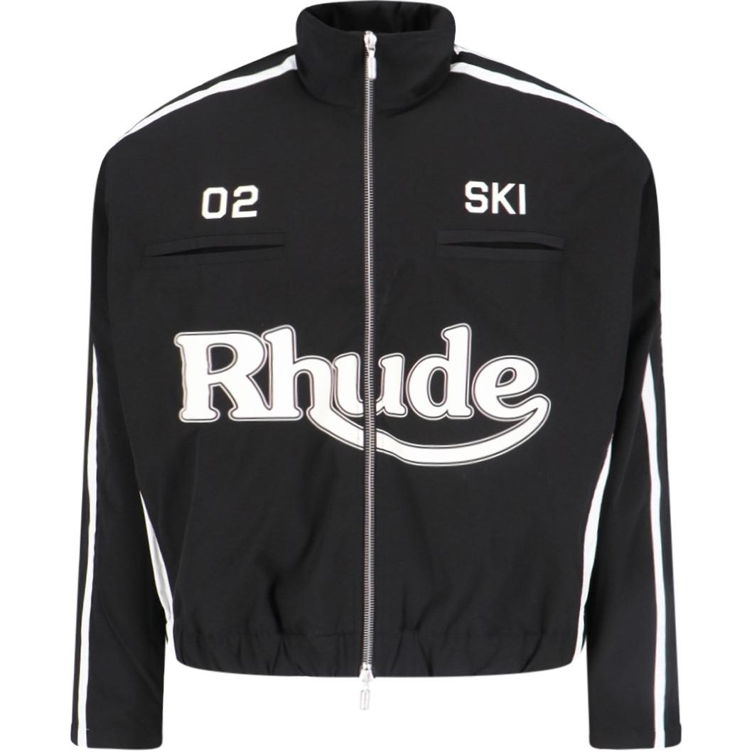Rhude RHODE Black Zip-Up Jacket with Letter Print and Stand Collar RHPF24JA02862-0119