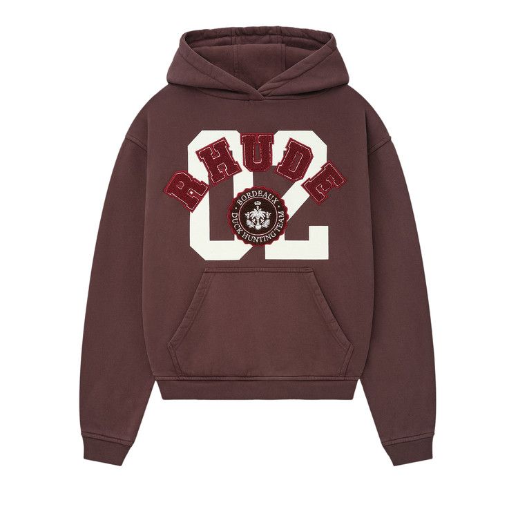 Rhude RHODE Brown Kangaroo Pocket Pullover Hoodie Unisex FW24HO010130036