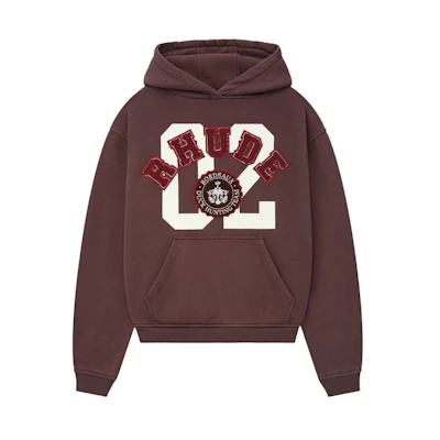 Rhude RHODE Brown Kangaroo Pocket Pullover Hoodie Unisex FW24HO010130036