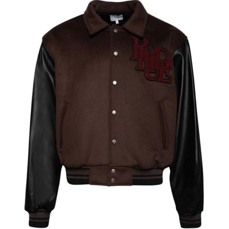 Rhude RHODE Brown Lettered Collar Button-Up Long Sleeve Jacket FW24JA010730036