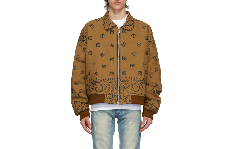 Rhude RHODE Brown Zip-Up Collared Jacket 202923M175032