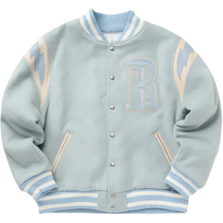 Rhude RHODE Color-Block Striped Logo Printed Stand Collar Jacket Blue - Long Sleeve RHSS24JA048411362136