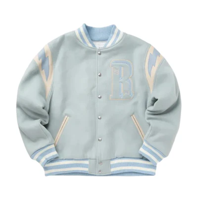 Rhude RHODE Color-Block Striped Logo Printed Stand Collar Jacket Blue - Long Sleeve RHSS24JA048411362136