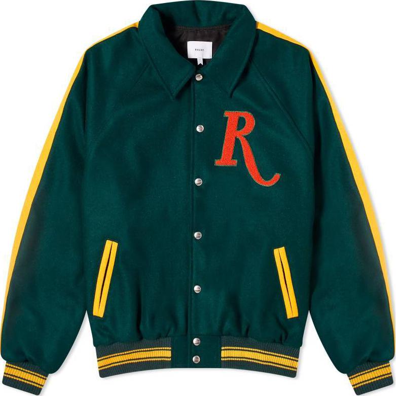 Rhude RHODE Colorblock Button-Up Jacket Green Long Sleeve Coat RHPS24JA1318-9373