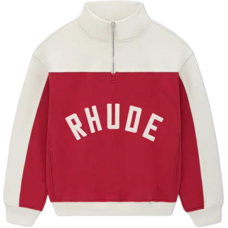 Rhude RHODE Colorblock Half-Zip Pullover Sweatshirt Red RHSS24JA091672771307