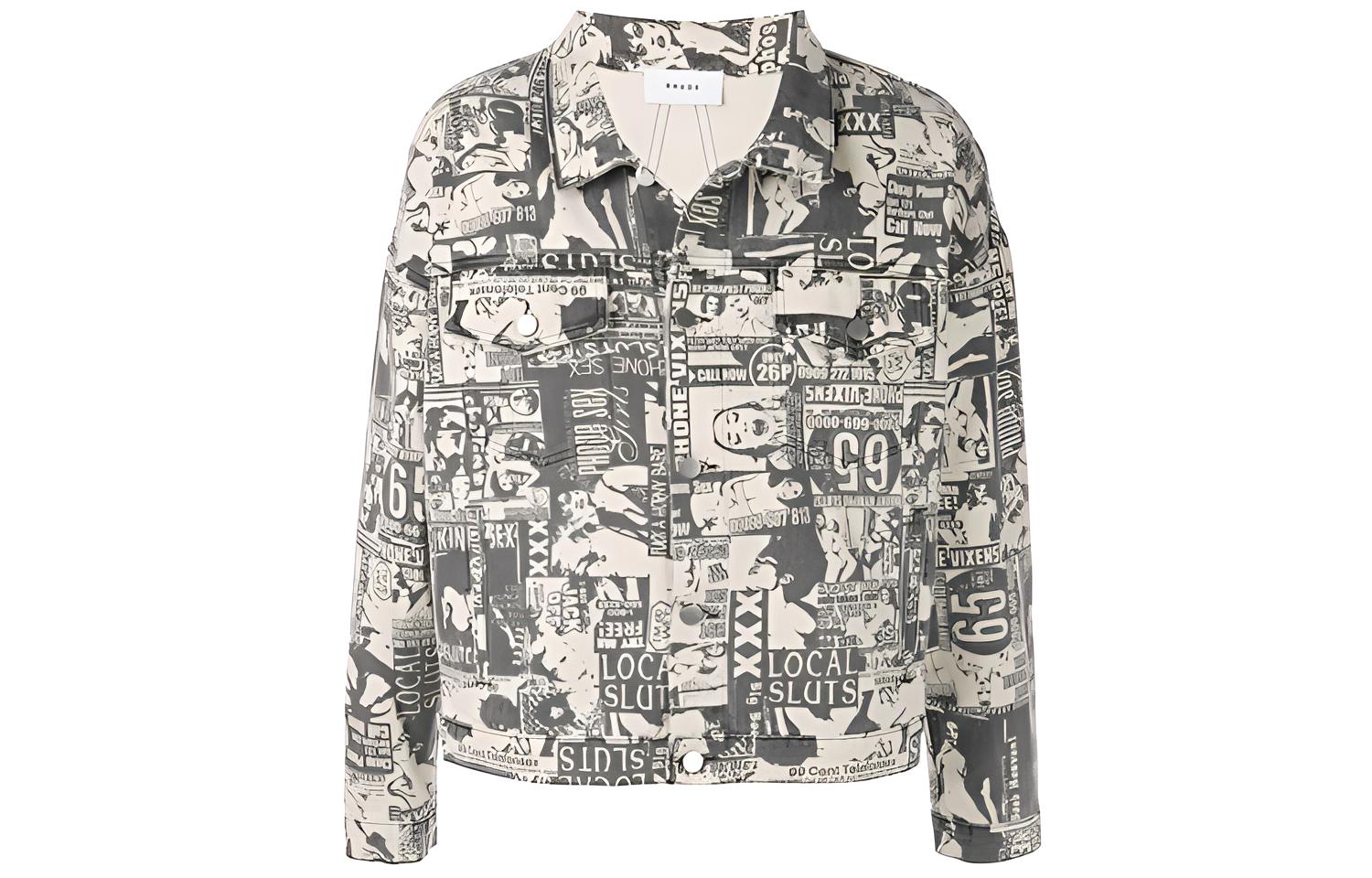 Rhude RHODE Comic Print Drawstring Denim Jacket Multicolor 02ATR08403