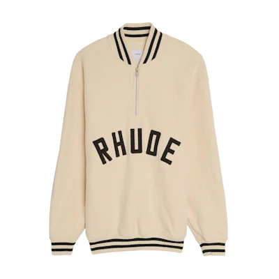 Rhude RHODE Embroidered Logo Zip Baseball Collar Loose Sweatshirt Beige Men’s RHSS24JA11167166
