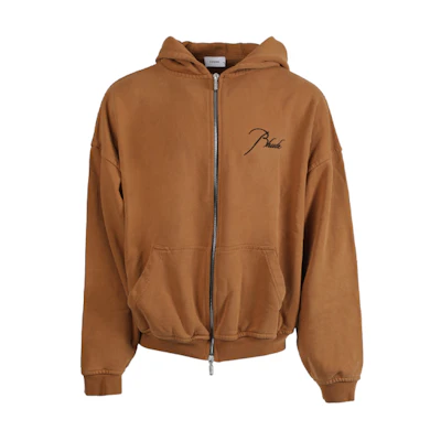 Rhude RHODE Embroidered Zip-Up Hoodie Jacket Khaki - RHU08PF20037