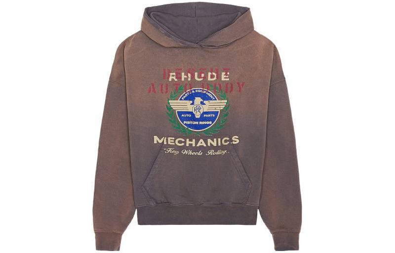 Rhude RHODE FW23 Brown Letter Print Loose Fit Pullover Hoodie for Men RHPF23HO-04012675-1675