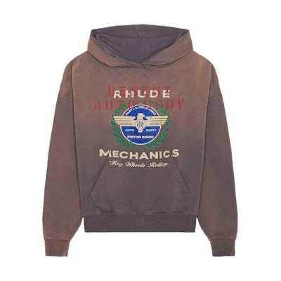 Rhude RHODE FW23 Brown Letter Print Loose Fit Pullover Hoodie for Men RHPF23HO-04012675-1675