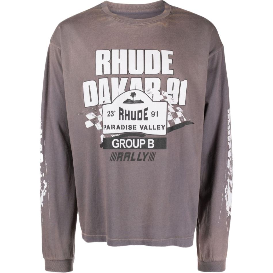 Rhude RHODE Graphic Print Crewneck Long Sleeve Sweatshirt Vintage Gray RHPF23TT020126751675