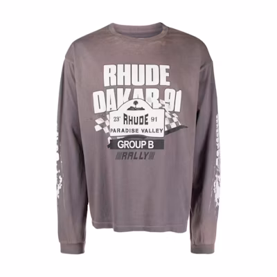 Rhude RHODE Graphic Print Crewneck Long Sleeve Sweatshirt Vintage Gray RHPF23TT020126751675