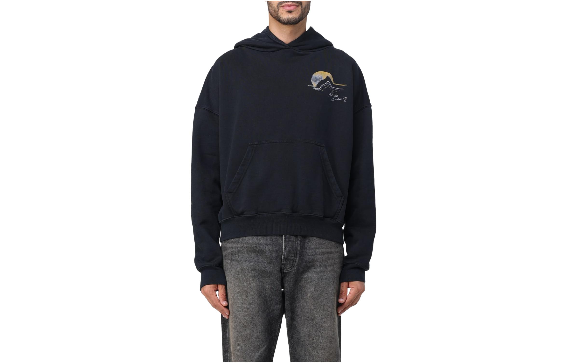 Rhude RHODE Landscape Letter Print Oversized Hoodie Black RHFW23HO11012610-0610