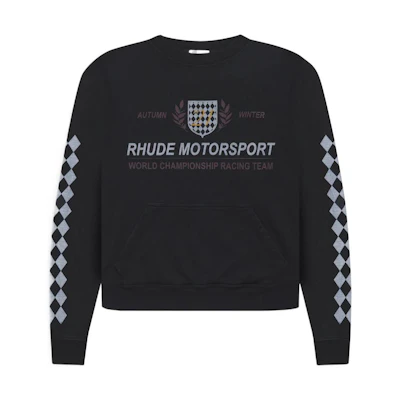 Rhude RHODE Letter Print Black Crewneck Pullover Long Sleeve Sweatshirt Male Rhude422546781