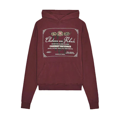 Rhude RHODE Letter Print Long Sleeve Pullover Hoodie Burgundy RHPF22HO07012800