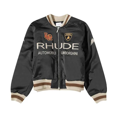 Rhude RHODE Letter Print Zip-Up Jacket in Black Long Sleeve FW23JA63504372