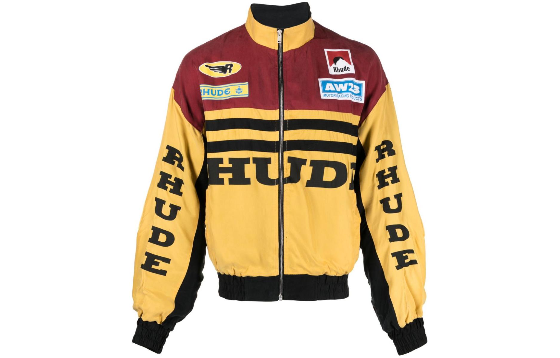 Rhude RHODE Letter Print Zip-Up Jacket Yellow - Long Sleeve Track Jacket RHFW23JA273078661866