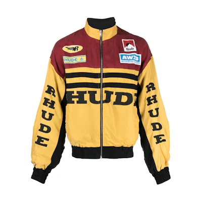 Rhude RHODE Letter Print Zip-Up Jacket Yellow - Long Sleeve Track Jacket RHFW23JA273078661866