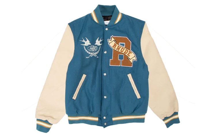 Rhude RHODE LetterGraphic Bird Print Jacket Slate Gray RHFW22JA38609048