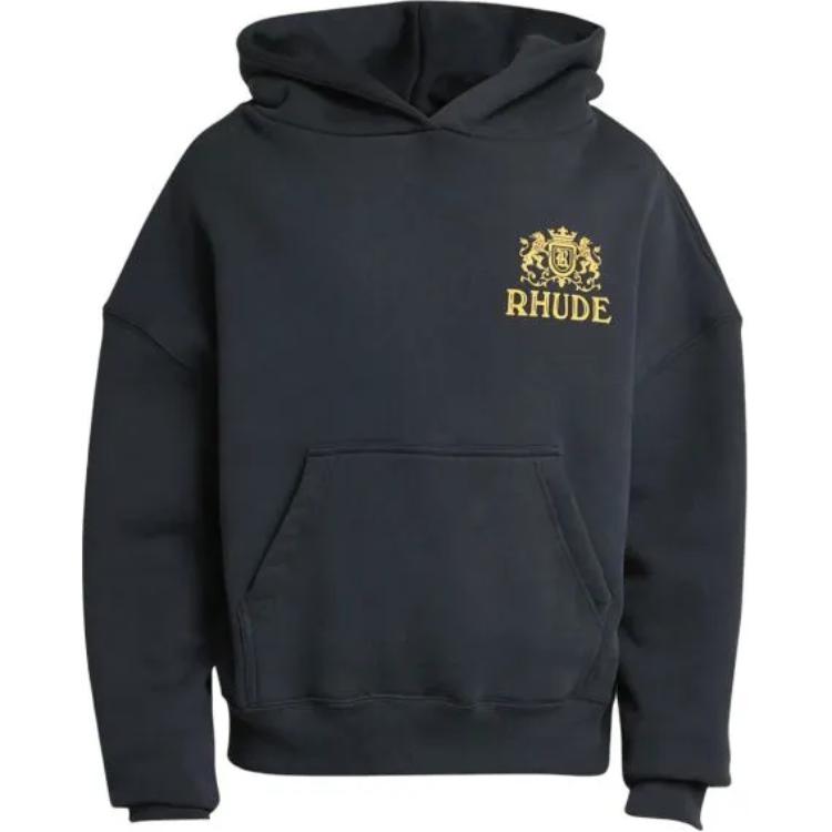 Rhude RHODE Logo Print Long Sleeve Hoodie Men Black RHPF24HO030122306
