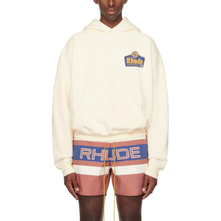Rhude RHODE Logo Print Pullover Hoodie Long Sleeve White RHPS24HO06826611VTG