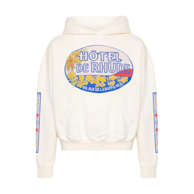 Rhude RHODE Logo Print Pullover Hoodie White Long Sleeve RHPS24HO03012611