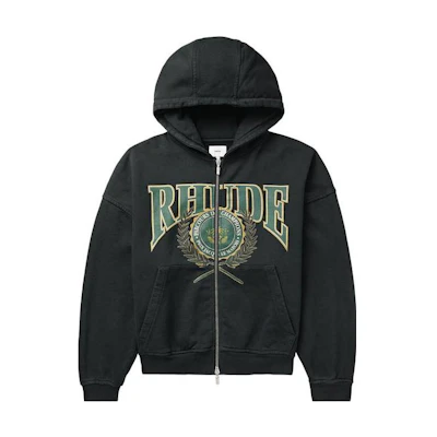 Rhude RHODE Logo Print Zip-Up Hoodie Jacket Black - FW23HO09012610