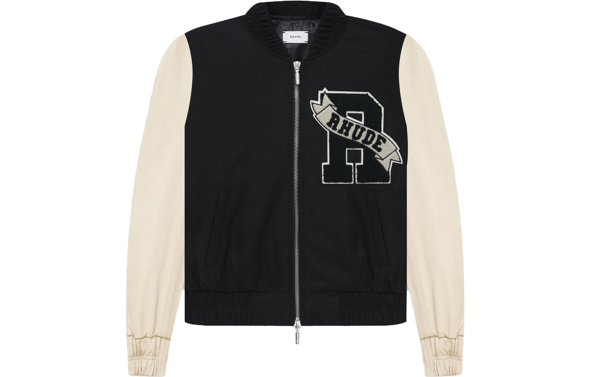 Rhude RHODE Logo V-Neck Zip Long Sleeve Casual Jacket Men’s Black RHPF22JA08362165