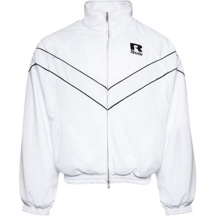 Rhude RHODE Minimalist White Zip-Up Jacket - Unisex Casual Long-Sleeve Sportswear PS25JA010162994