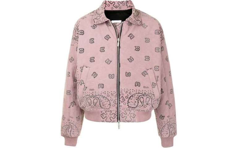 Rhude RHODE Paisley Zip-Up Bomber Jacket Pink RHFW20JA000000490120