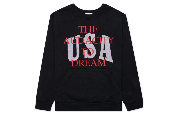 Rhude RHODE SS21 Letter Print Black Crewneck Pullover Sweatshirt RHPS21SW00000001